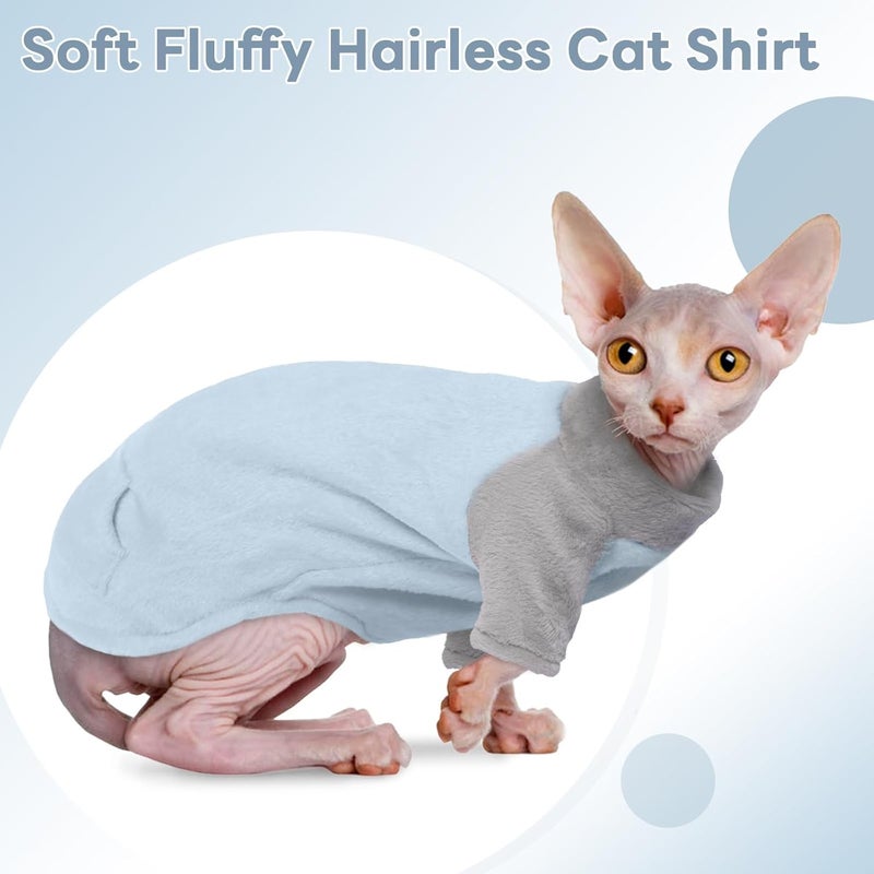 T'CHAQUE Sphynx Cat Clothes, Soft Fleece Winter Sweaters for Hairless Cats, Warm Pajama Jumpsuit with Sleeves and Hoodie, Cozy Pullover Outfit for Kittens - Image 5